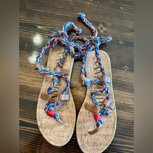 Sam & Libby Multicolor Braided Wrap Boho Sandals
